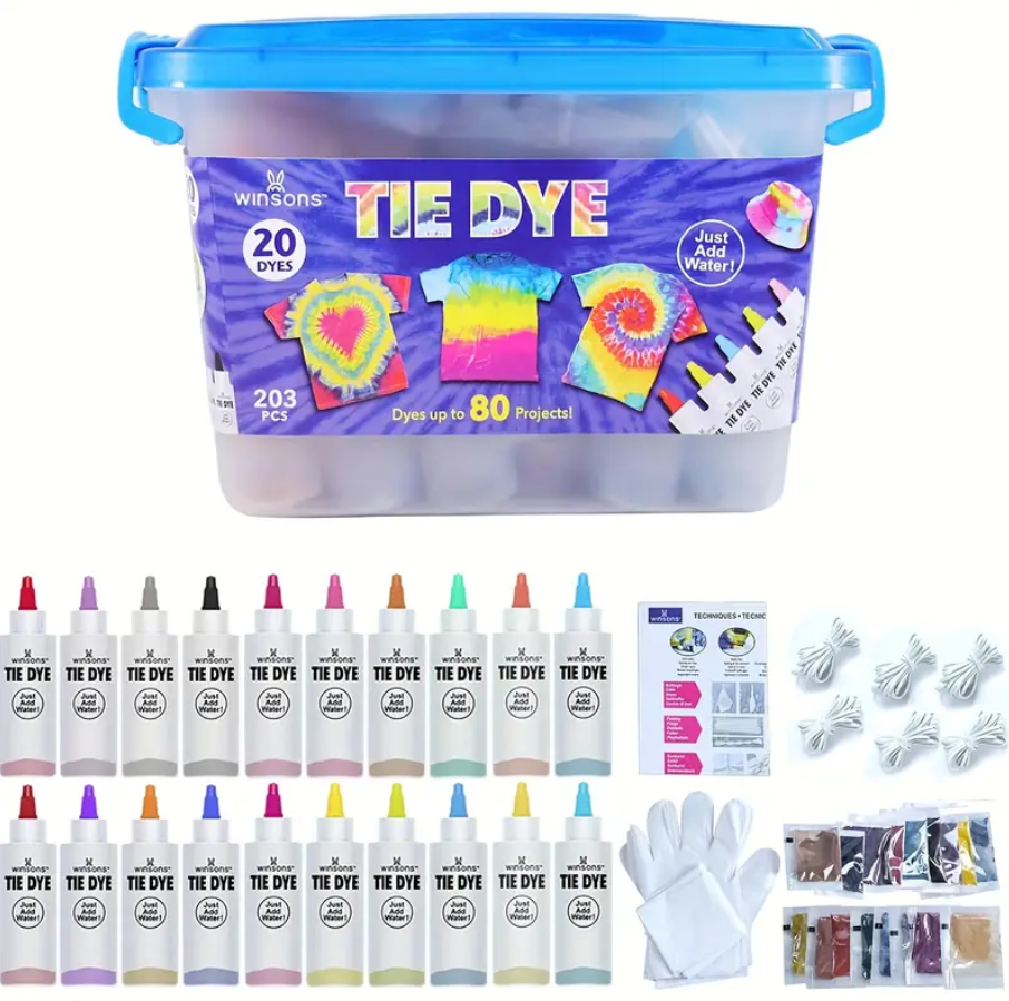 WINSONS 20 Color Tie Dye Kit Set Permanent Fabric Art for Kids and Adults