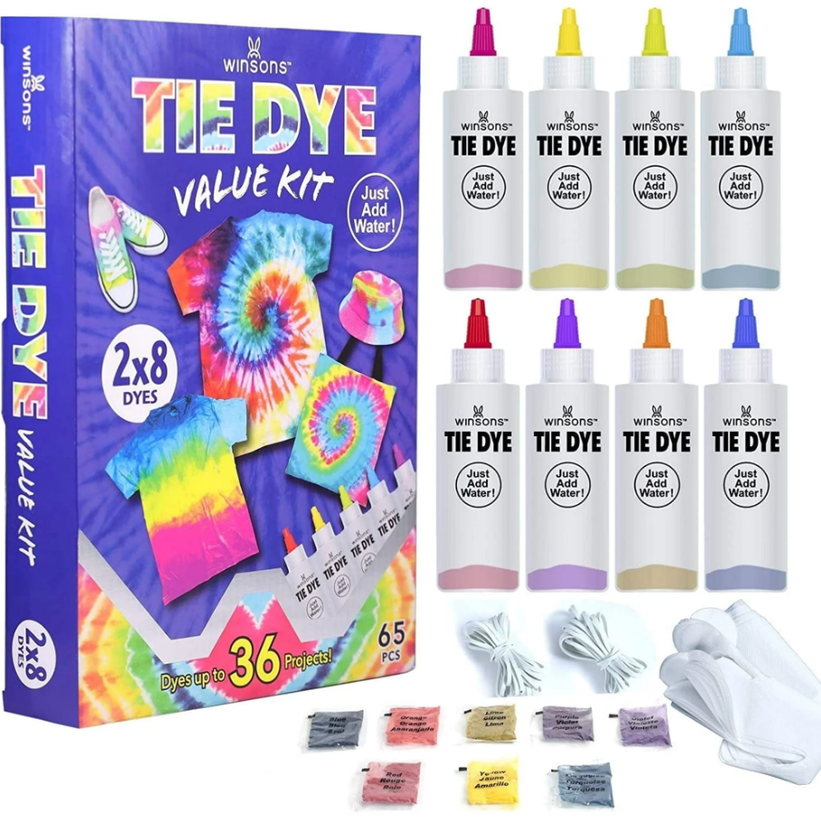 WINSONS Tie Dye Kit 8 Colors Non Toxic Permanent Fabric Dye Art Set for Kids