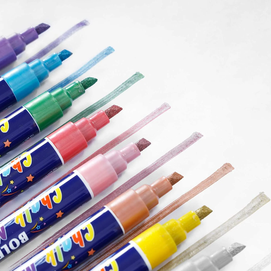 8 Metallic Colors Bold Chalk Dual Tip Liquid Marker Pen