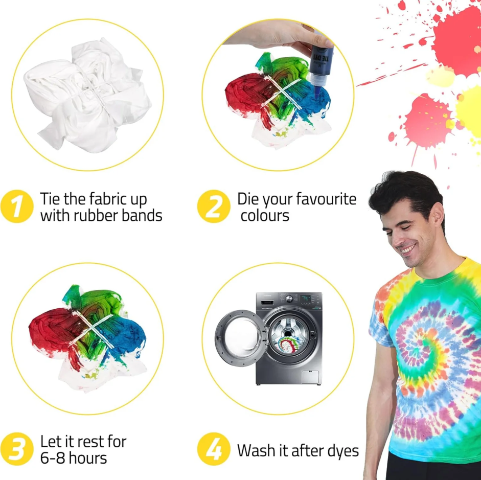 WINSONS Tie Dye Workstation 174pcs Set, 20 Bottles & Refills, 1 UV Acrylic Paint, DIY Fabric Art Kit