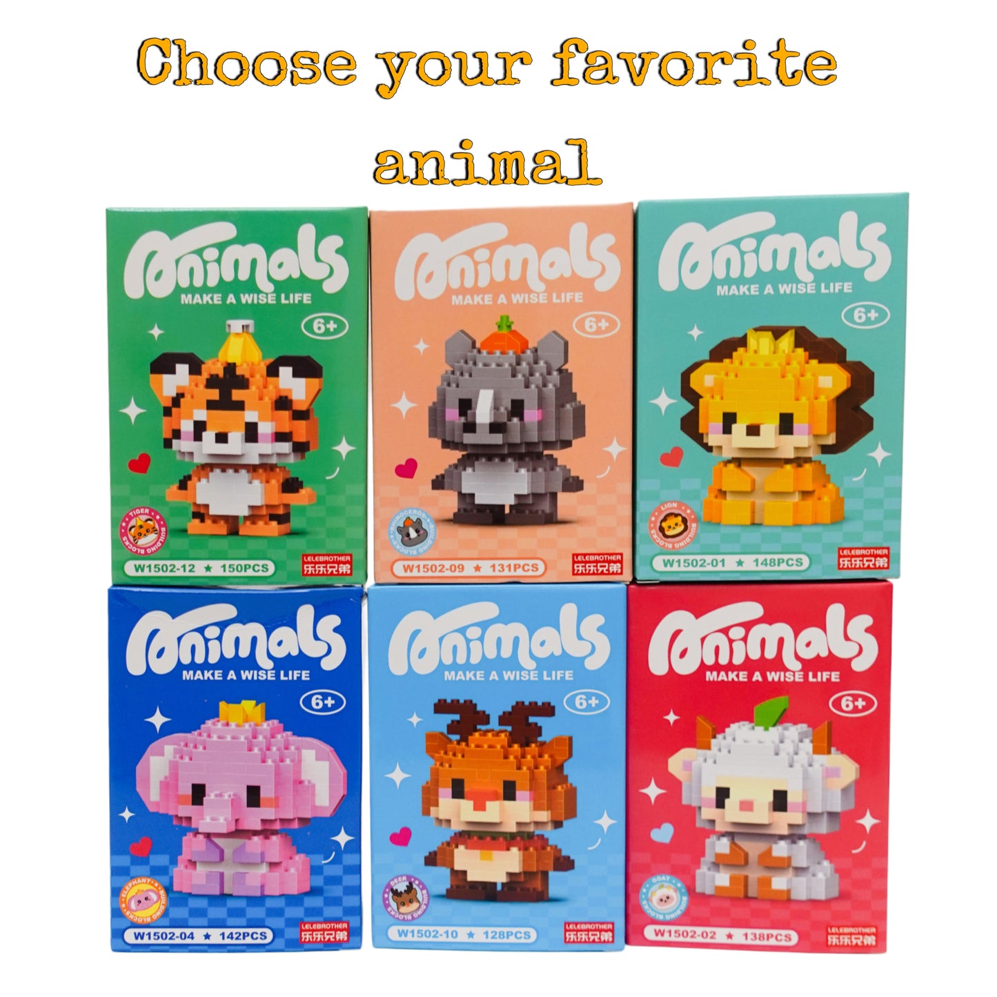 LELEBROTHER Animals Building Blocks Set - 6 Pack