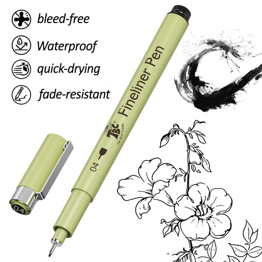 TBC 12-Pack Fineliner Pens, Black Waterproof Archival Pigment Ink, Quick Dry No Bleed Fade-Resistant Fine Point Art Pens for Sketching, Anime, Manga, Watercolor, Drawing, Journaling