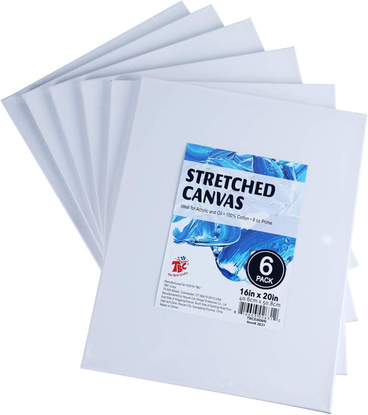 100% Cotton Stretched White Canvas Panel, 8" x 10"