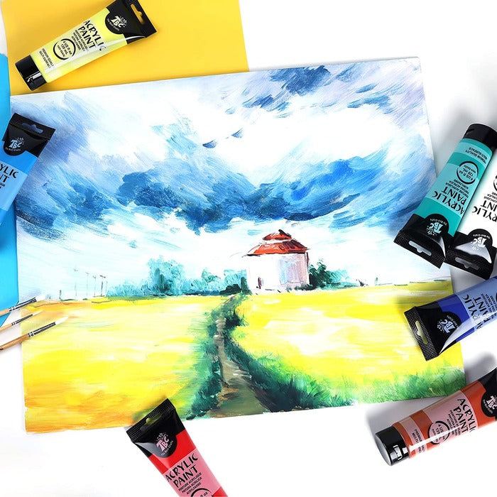 COMBO - Beginner Value Pack Stretched Canvas Panel with Acrylic Paints Set