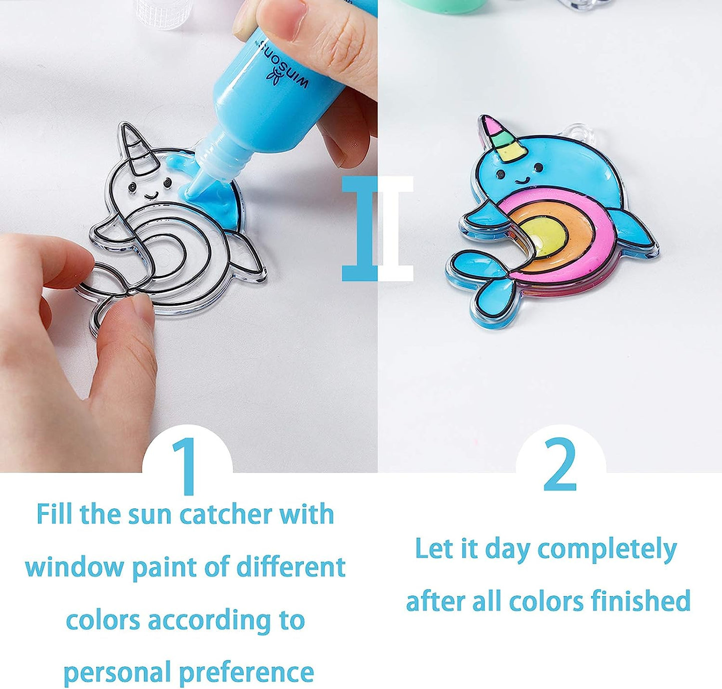 WINSONS All-in-One Window Art Paint Set - 8 Colors, 20 Sparkling Crafts Kit for Kids & DIY Projects