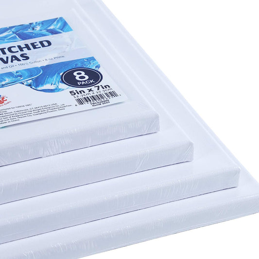 100% Cotton Stretched White Canvas Panel, 5" x 7"