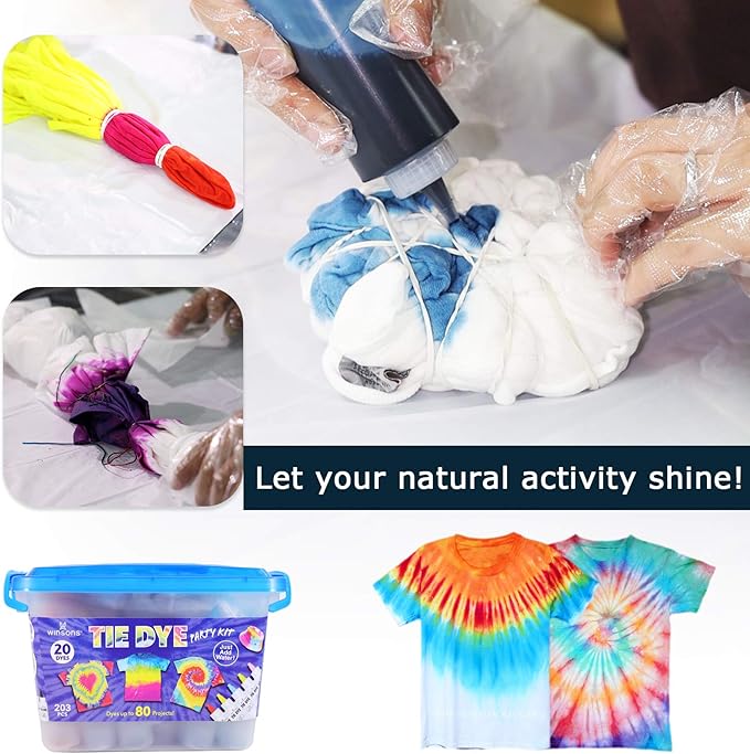 WINSONS Tie Dye Kit 8 Colors Non Toxic Permanent Fabric Dye Art Set for Kids