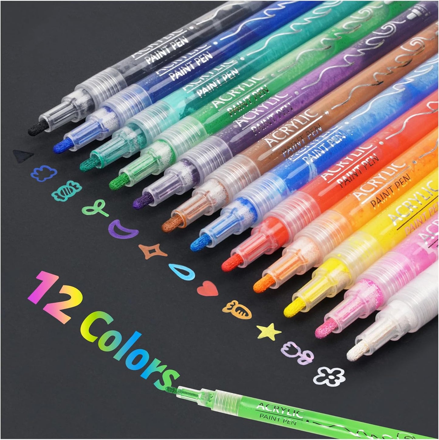 WINSONS Acrylic Paint Pens, Water-Based Markers for Rock, Glass, Fabric, Halloween Pumpkins & More