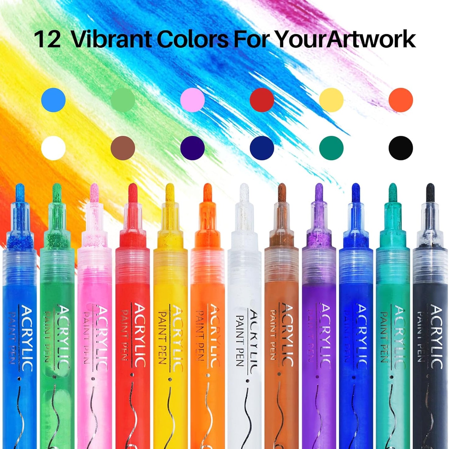 WINSONS Acrylic Paint Pens, Water-Based Markers for Rock, Glass, Fabric, Halloween Pumpkins & More