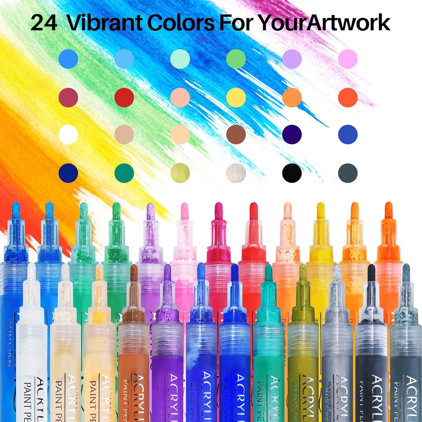 WINSONS Acrylic Paint Pens, Water-Based Markers for Rock, Glass, Fabric, Halloween Pumpkins & More