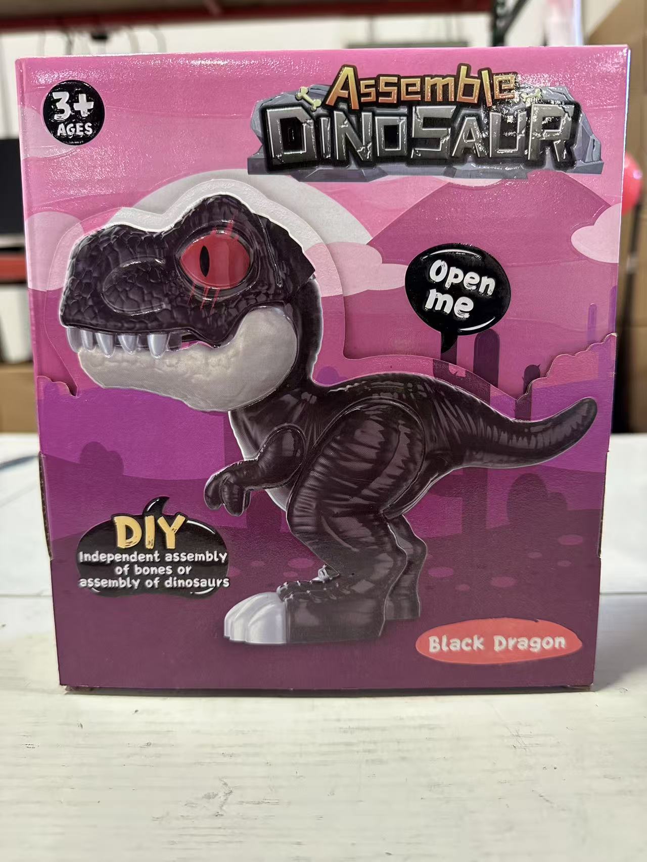 DIY Black Dragon Dinosaur Toy Assemble Kit for Kids Ages 3+