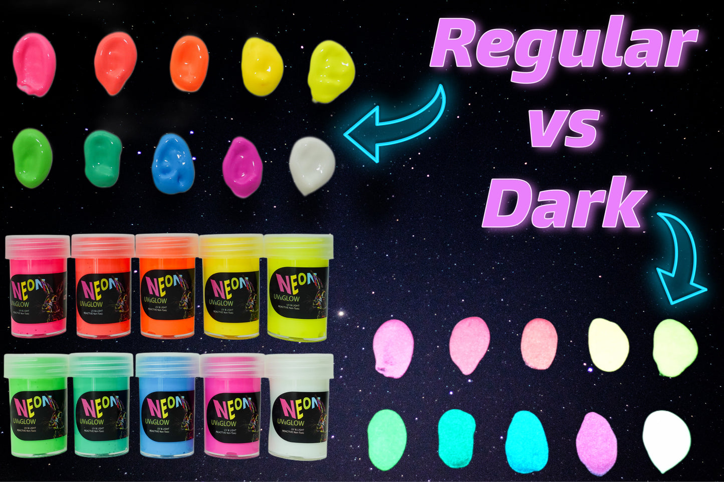 WINSONS NEON UV GLOW 10 Acrylic Paints