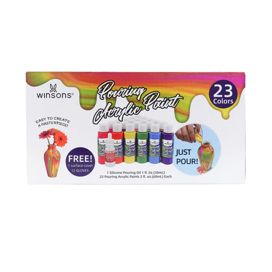 TBC The Best Crafts Acrylic Pouring Paint, 23 Bottles (2 fl oz/60 ml each), Vibrant Non-Toxic Pre-Mixed High Flow Paint
