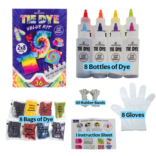 WINSONS Tie Dye Kit 8 Colors Non Toxic Permanent Fabric Dye Art Set for Kids