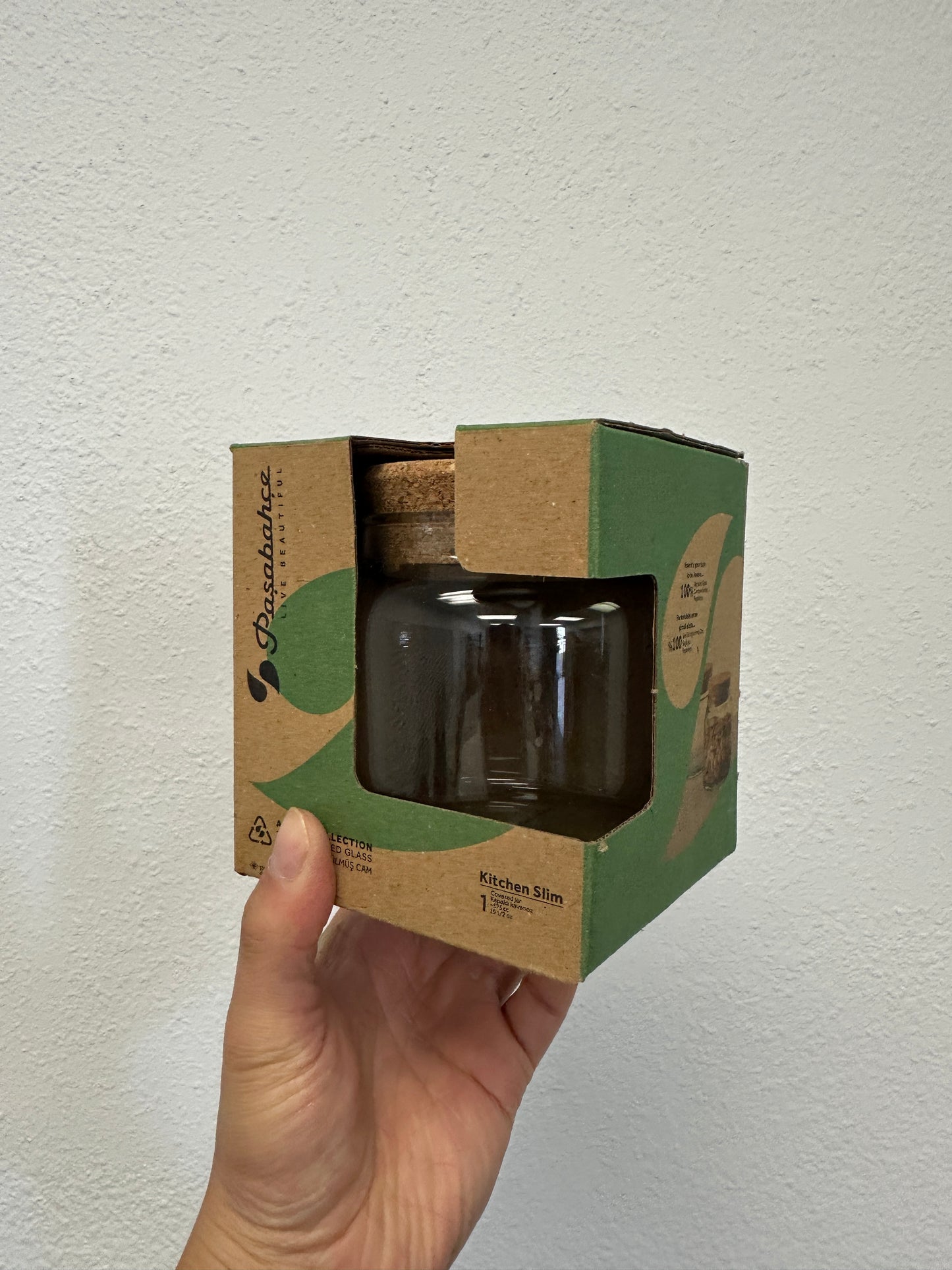 Pasabahce Kitchen Slim Glass Jar with Cork Lid