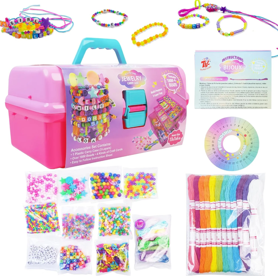 TBC The Best Crafts DIY Beads Jewelry Set – Creative Crafting Kit for Kids with Assorted Beads and Accessories