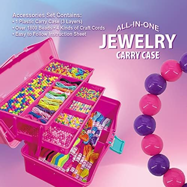 TBC The Best Crafts DIY Beads Jewelry Set – Creative Crafting Kit for Kids with Assorted Beads and Accessories