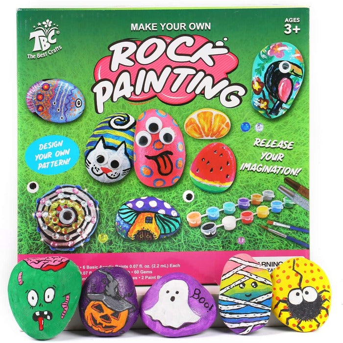 TBC The Best Crafts Rock Painting Art Set with Brushes & Acrylic Paints, Premium Craft Kit for Kids & Students
