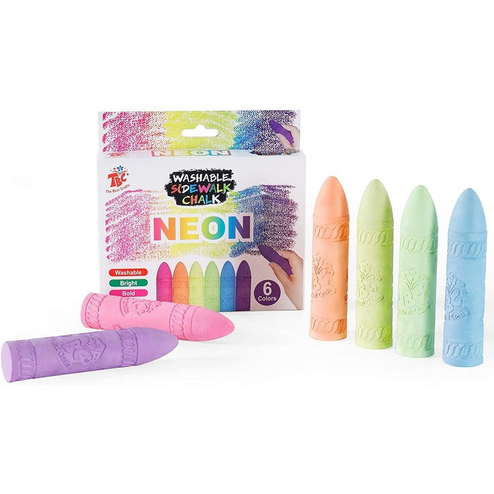 TBC The Best Crafts 6-Color Washable Sidewalk Chalk Set for Outdoor Play, Playground & Creative Art Activities