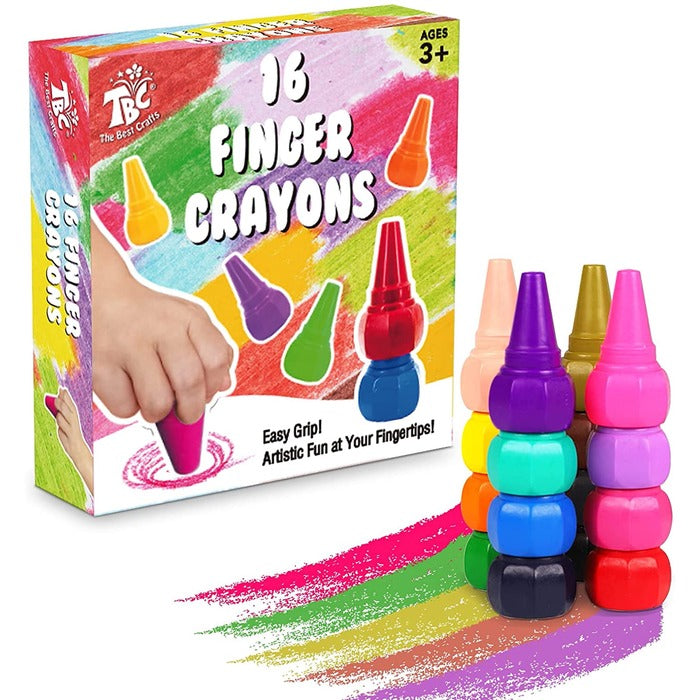 16 Vibrant Colors Baby Finger Paint Crayons Sticks