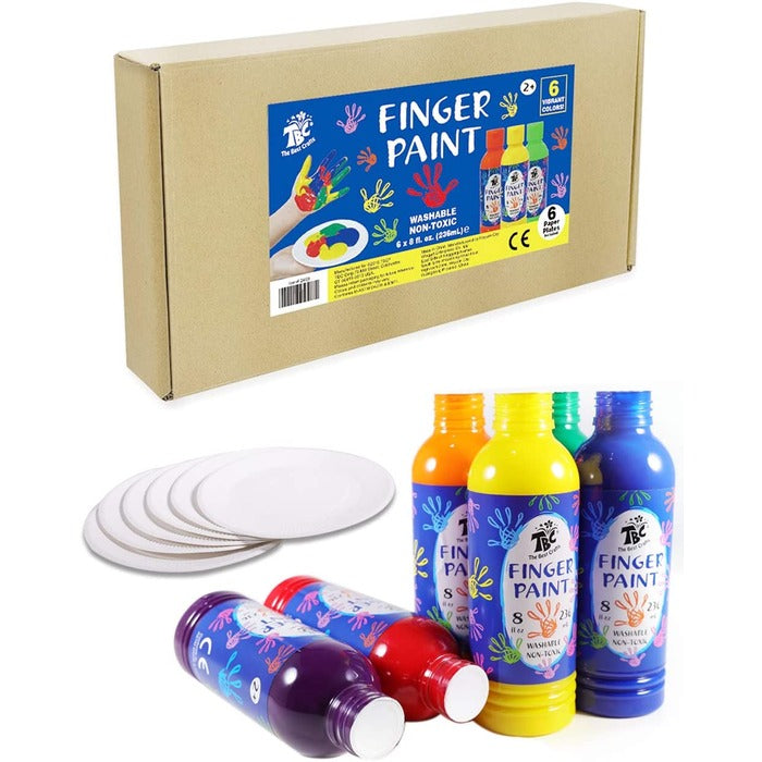 TBC The Best Crafts 6 Colors Washable Toddler Finger Paint Set