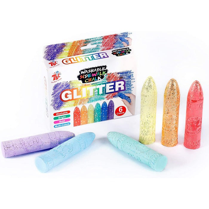 TBC The Best Crafts 6-Color Washable Sidewalk Chalk Set for Outdoor Play, Playground & Creative Art Activities