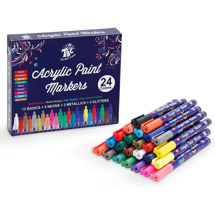 24 Colors Acrylic Paint Marker Pens Set