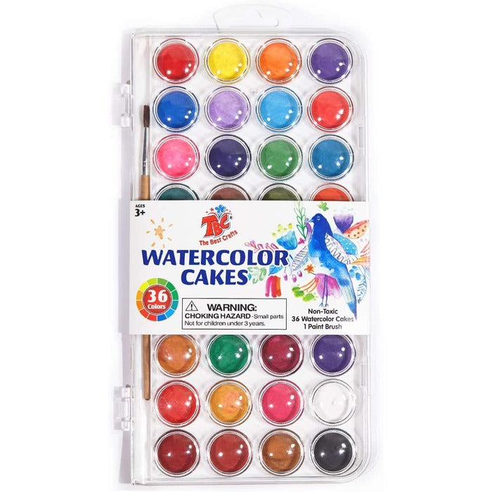 TBC The Best Crafts 36 Colors Watercolor Paint Set with a Bonus Brush and Palette