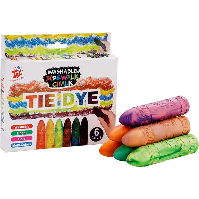 TBC The Best Crafts 6-Color Washable Sidewalk Chalk Set for Outdoor Play, Playground & Creative Art Activities