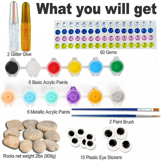 TBC The Best Crafts Rock Painting Art Set with Brushes & Acrylic Paints, Premium Craft Kit for Kids & Students