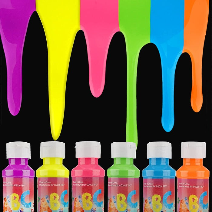 TBC The Best Crafts Neon Sidewalk Chalk Paint Set with 2 Sponge Rollers, Non-Toxic Art Supplies for Kids & Students