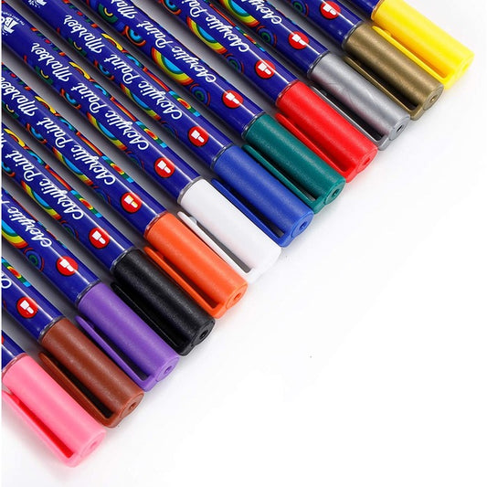 TBC The Best Crafts 12 Color Acrylic Paint Markers, Quick-Dry Fine Tip Set