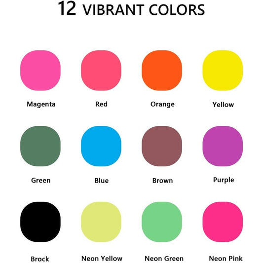 TBC The Best Crafts 12-Color Liquid Watercolor Paint Set (2 oz. Bottles), Water-Based Crafting Kit for Kids & Artists