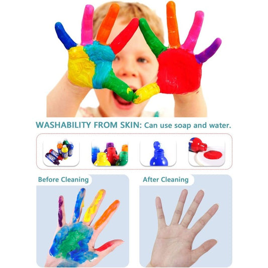 TBC The Best Crafts 6 Colors Washable Toddler Finger Paint Set