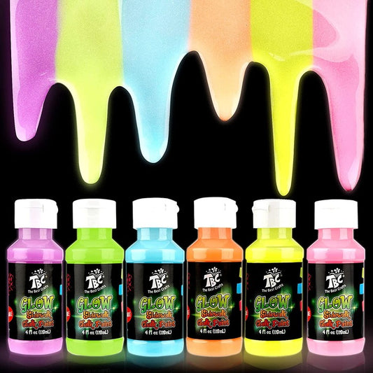 TBC The Best Crafts Sidewalk Chalk Paint Set with 2 Sponge Rollers, Non-Toxic Glow in the Dark Kit for Street & Playground