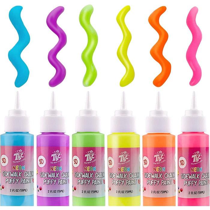 TBC The Best Crafts 3D Sidewalk Chalk, 6 Washable & Non-Toxic Colors for Kids' Outdoor Pavement & Art Projects