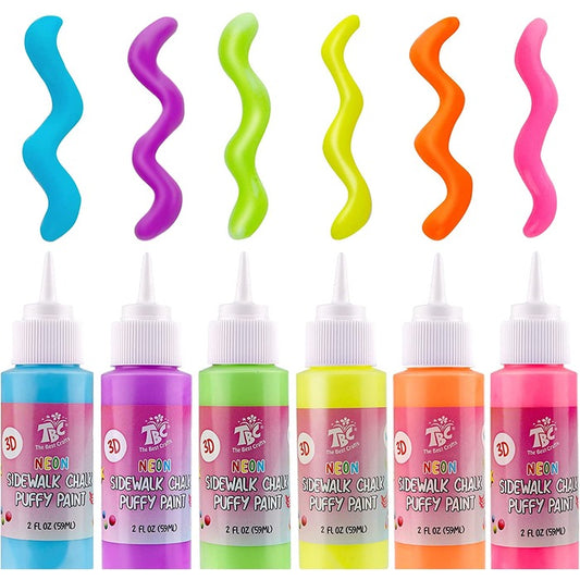 TBC The Best Crafts 3D Sidewalk Chalk, 6 Washable & Non Toxic Colors for Kids' Outdoor Pavement & Art Projects