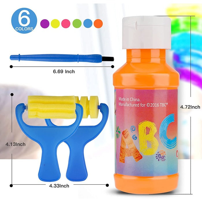 TBC The Best Crafts Neon Sidewalk Chalk Paint Set with 2 Sponge Rollers, Non-Toxic Art Supplies for Kids & Students