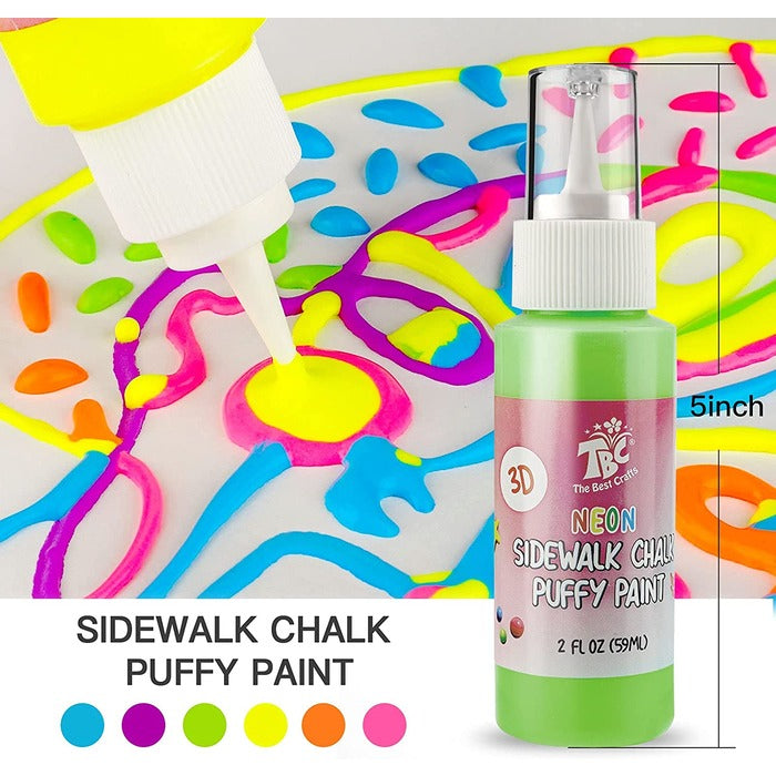 TBC The Best Crafts 3D Sidewalk Chalk, 6 Washable & Non-Toxic Colors for Kids' Outdoor Pavement & Art Projects