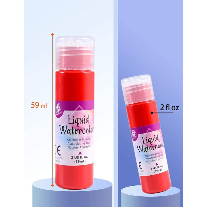 TBC The Best Crafts 12-Color Liquid Watercolor Paint Set (2 oz. Bottles), Water-Based Crafting Kit for Kids & Artists