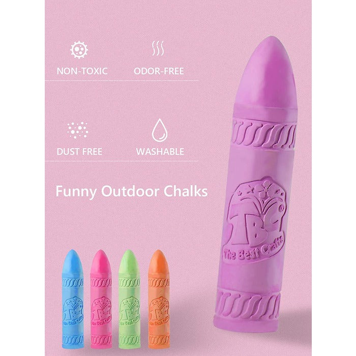 TBC The Best Crafts 6-Color Washable Sidewalk Chalk Set for Outdoor Play, Playground & Creative Art Activities