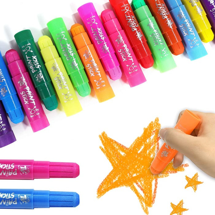 TBC The Best Crafts Paint Sticks, 12 Classic Colors, Washable & Non-Toxic Tempera Paint for Kids & Students
