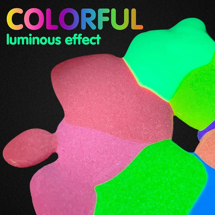 8-Color Glow in The Dark Neon Paint Set (0.74 fl. oz./22 mL Each) for Art & Craft Projects