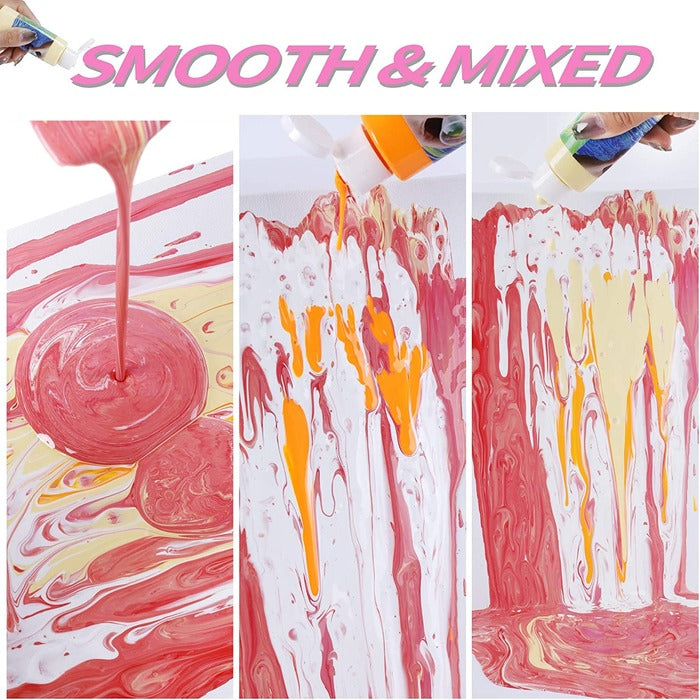 TBC The Best Crafts Acrylic Pouring Paint, 23 Bottles (2 fl oz/60 ml each), Vibrant Non-Toxic Pre-Mixed High Flow Paint