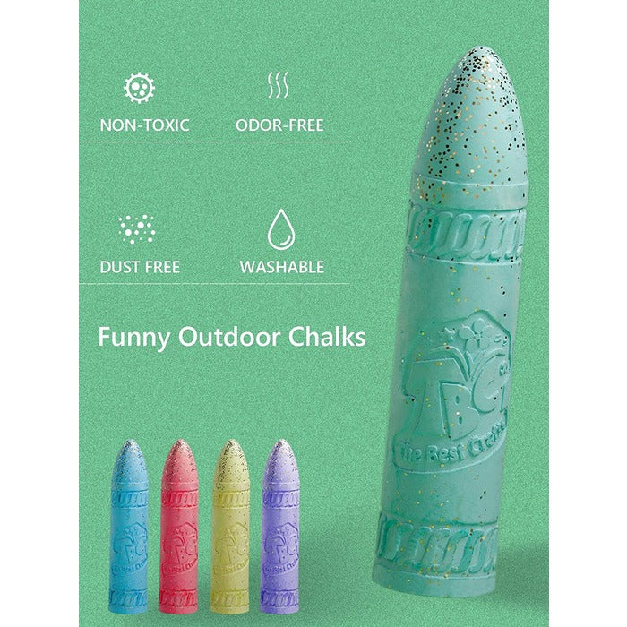 TBC The Best Crafts 6-Color Washable Sidewalk Chalk Set for Outdoor Play, Playground & Creative Art Activities