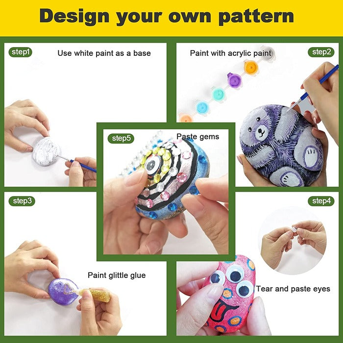 TBC The Best Crafts Rock Painting Art Set with Brushes & Acrylic Paints, Premium Craft Kit for Kids & Students
