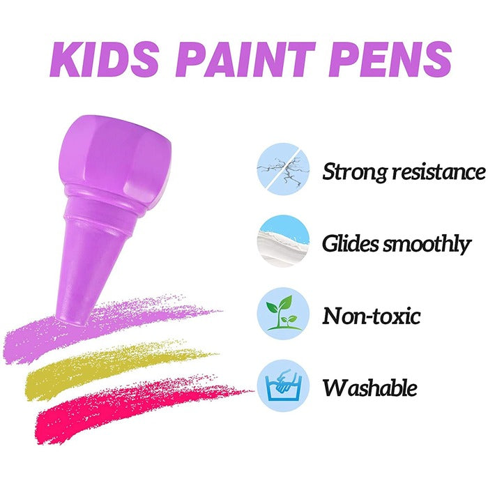 TBC The Best Crafts 16-Color Washable Finger Grip Crayon Block Sticks for Toddlers, Quick-Drying Drawing Set