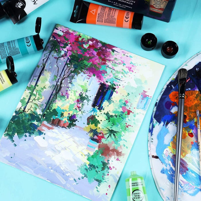 TBC The Best Crafts Premium Acrylic Paint Set with 3 Brushes, Non-Toxic for All Ages & Projects