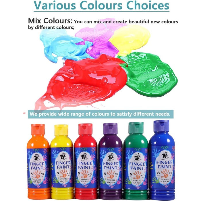 TBC The Best Crafts 6 Colors Washable Toddler Finger Paint Set