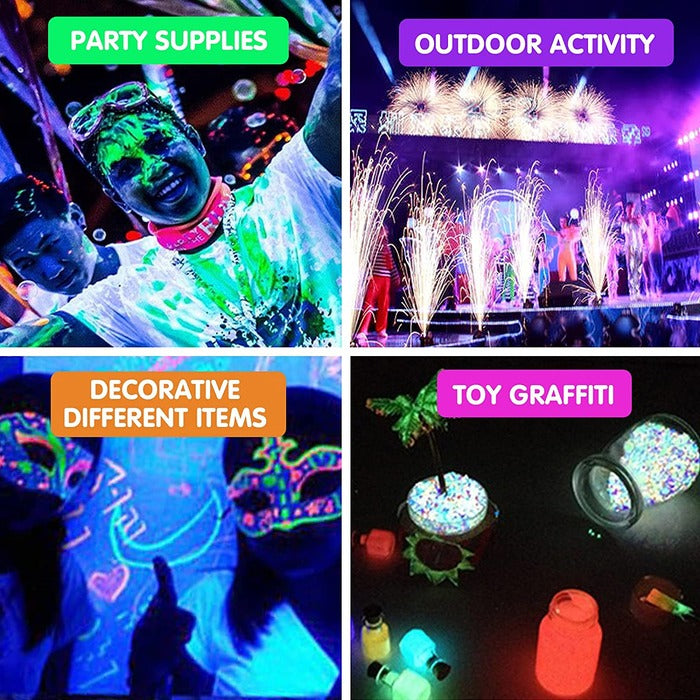 8-Color Glow in The Dark Neon Paint Set (0.74 fl. oz./22 mL Each) for Art & Craft Projects